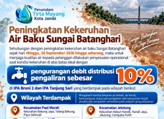 Kekeruhan Sungai Batanghari Meningkat, Tirta Mayang Lakukan Penyesuaian Operasional untuk Menjaga Kualitas Air