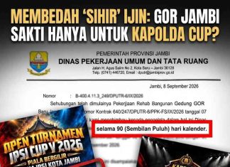 Sakti! Proyek Rehab GOR Jambi Mendadak ‘Libur’ Sehari Demi Kapolda Fighter Match