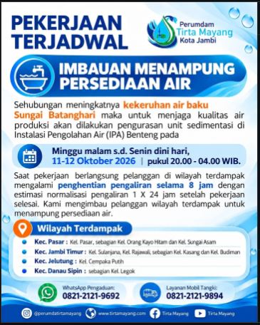 Kuras Endapan Lumpur Batanghari demi Jaga Kualitas, PDAM Tirta Mayang Sampaikan Permohonan Maaf kepada Pelanggan